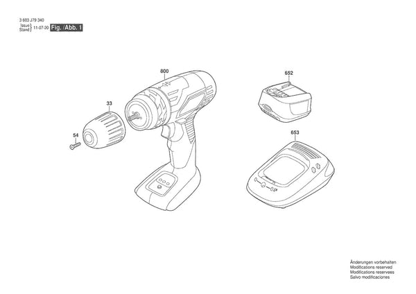 Vue éclatée Bosch PSR 18 LI 3 603 J79 340 - page 1