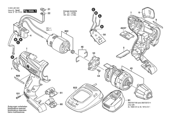Vue éclatée Bosch PSB 18 LI-2 3 603 J82 300 - page 1