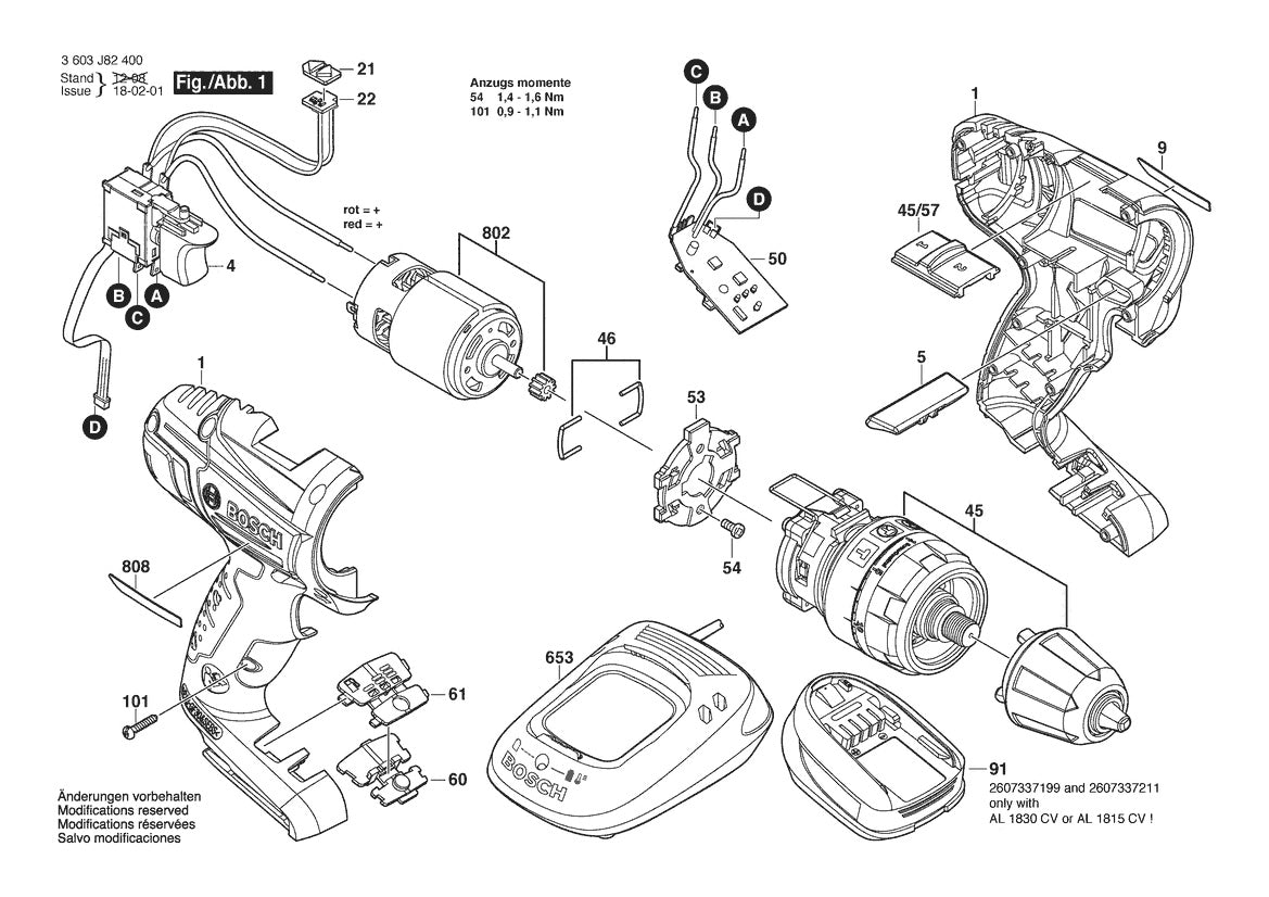 Vue éclatée Bosch PSB 14.4 LI-2 3 603 J82 400 - page 1