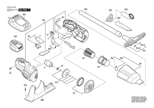 Vue éclatée Bosch PAS 18V-LI 3 603 JA0 050 - page 1