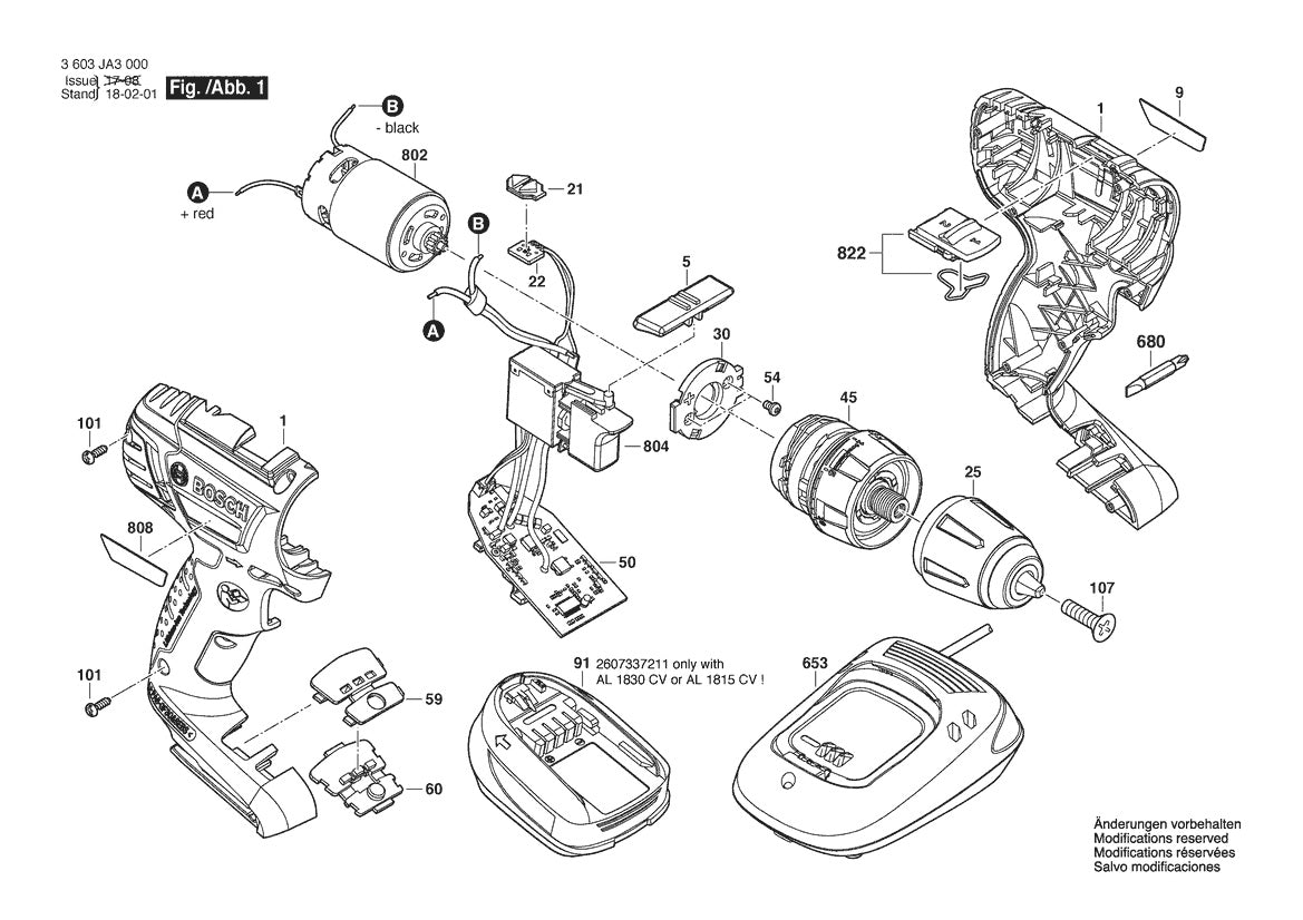 Vue éclatée Bosch PSR 1440 Li-2 3 603 JA3 000 - page 1