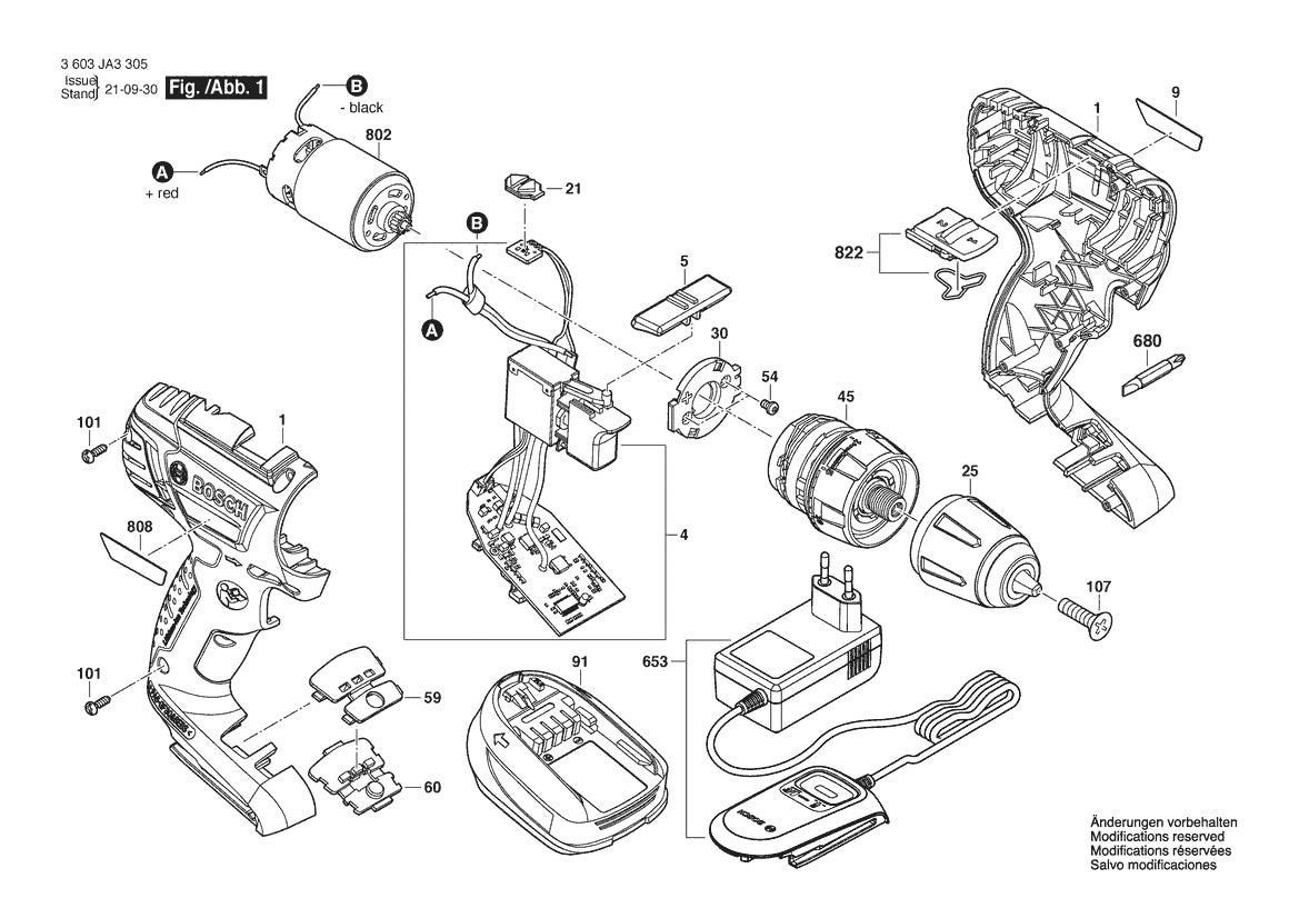 Vue éclatée Bosch PSB 1800 LI-2 3 603 JA3 305 - page 1