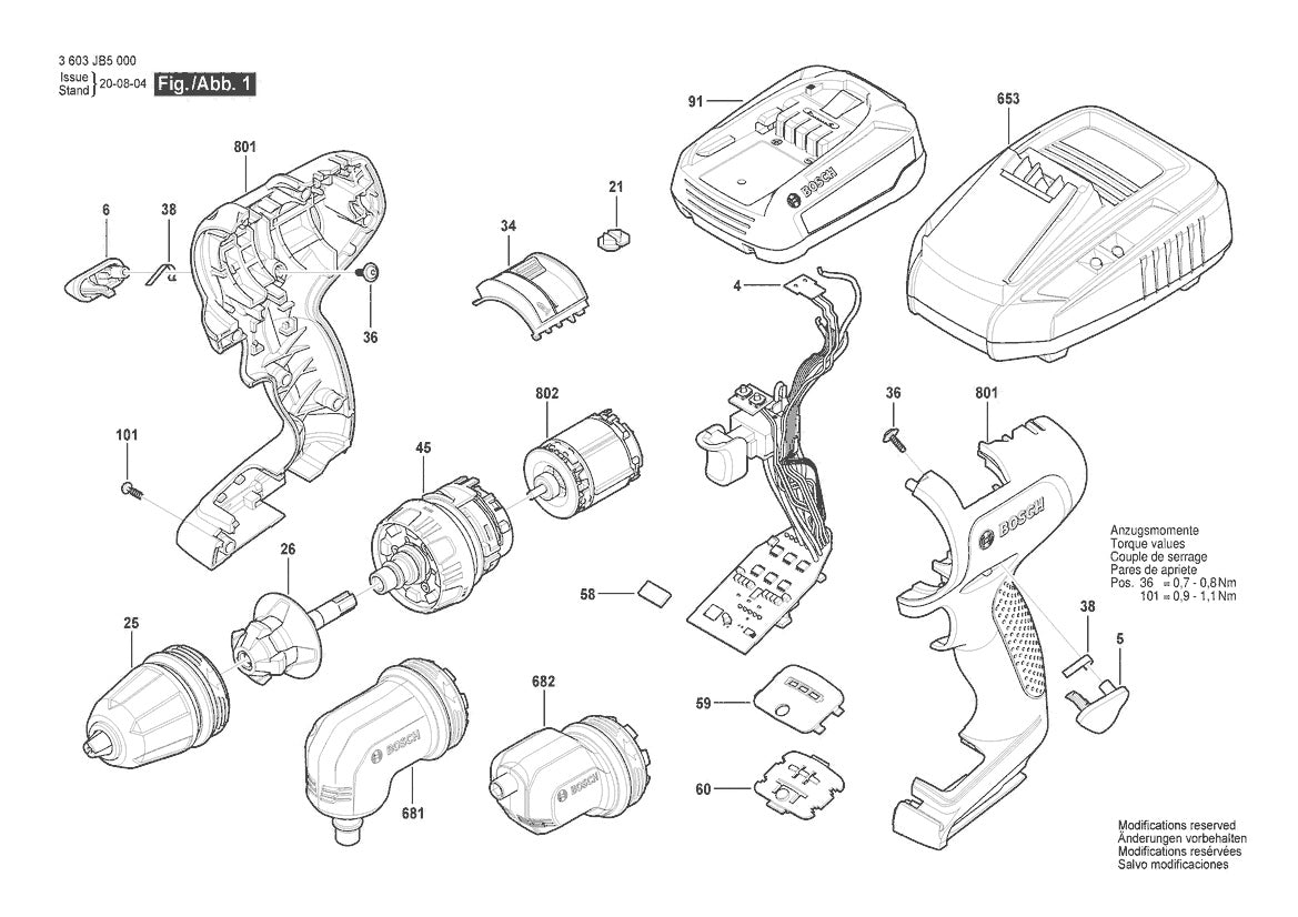 Vue éclatée Bosch AdvancedDrill 18 3 603 JB5 001 - page 1