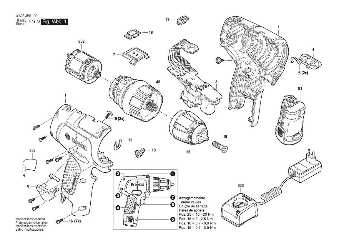 Vue éclatée Bosch EasyImpact 12 3 603 JB6 101 - page 1
