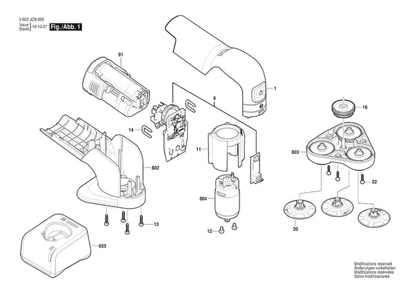 Vue éclatée Bosch EasyCurvSander 12 3 603 JC9 002 - page 1