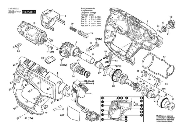 Vue éclatée Bosch UniversalHammer 18V 3 603 JD6 000 - page 1