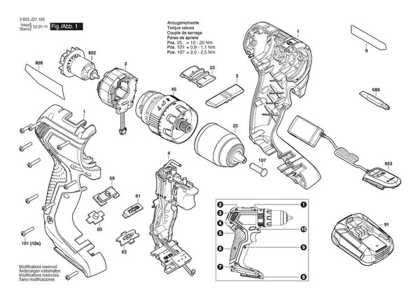 Vue éclatée Bosch UniversalImpact 18V-60 3 603 JD7 100 - page 1