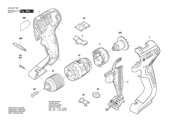 Vue éclatée Bosch PSB18V-60 3 603 JD7 300 - page 1
