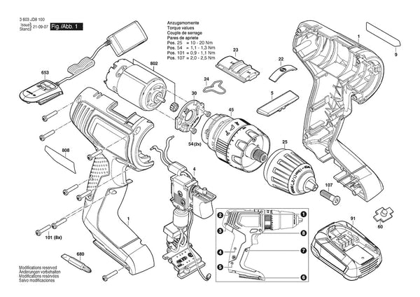 Vue éclatée Bosch EasyImpact 18V-40 3 603 JD8 104 - page 1