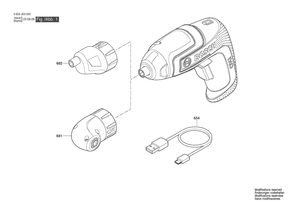 Vue éclatée Bosch IXO 7 3 603 JE0 000 - page 1