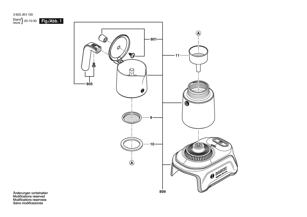 Vue éclatée Bosch EasyMoka 18V-2 Inox 3 603 JE4 100 - page 1