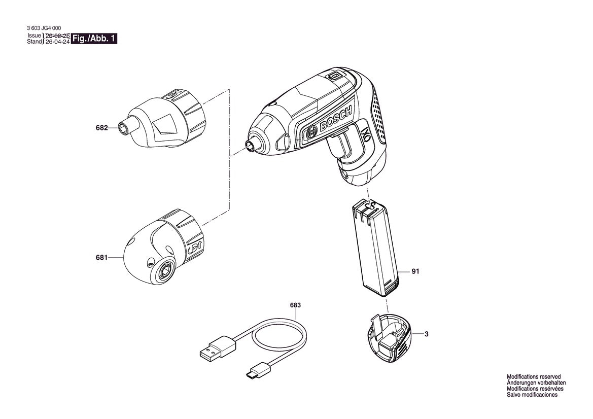 Vue éclatée Bosch IXO 8 3 603 JG4 050 - page 1