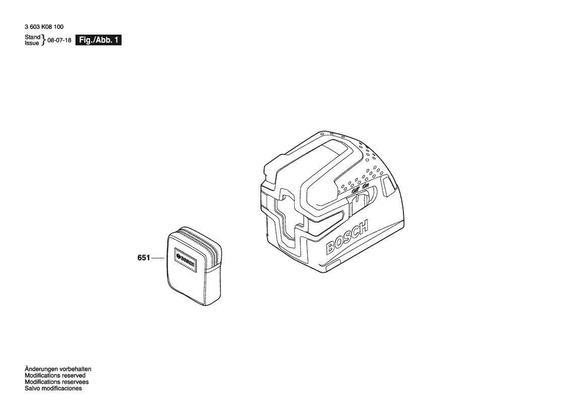 Vue éclatée Bosch PCL 10 3 603 K08 100 - page 1