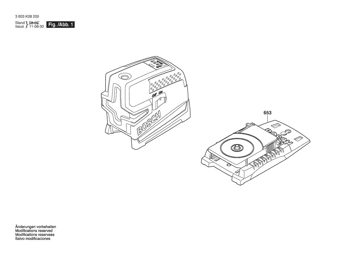 Vue éclatée Bosch PCL 20 3 603 K08 200 - page 1