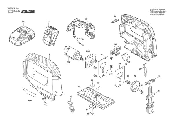Vue éclatée Bosch EasySaw 18V-70 3 603 K12 000 - page 1