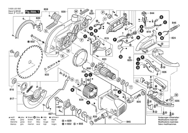 Vue éclatée Bosch PCM 8 ST 3 603 L02 030 - page 1