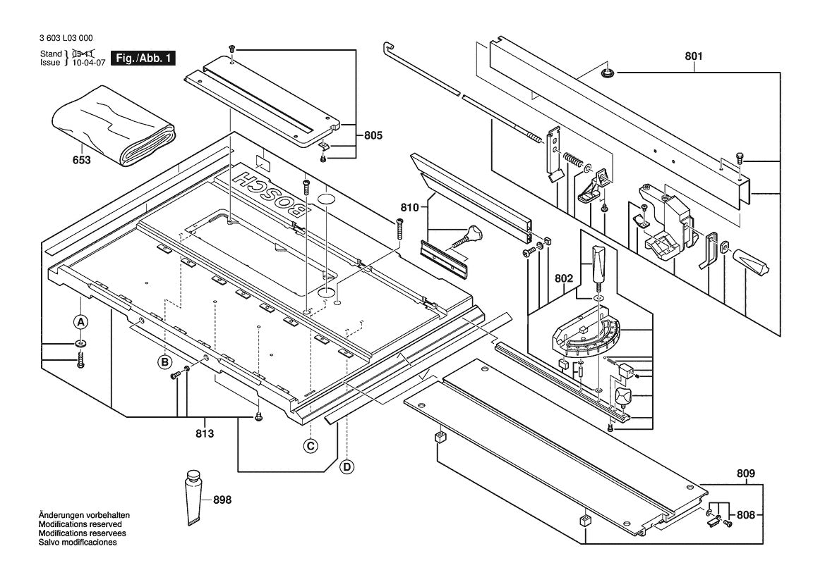 Vue éclatée Bosch PTS 10 3 603 L03 000 - page 1