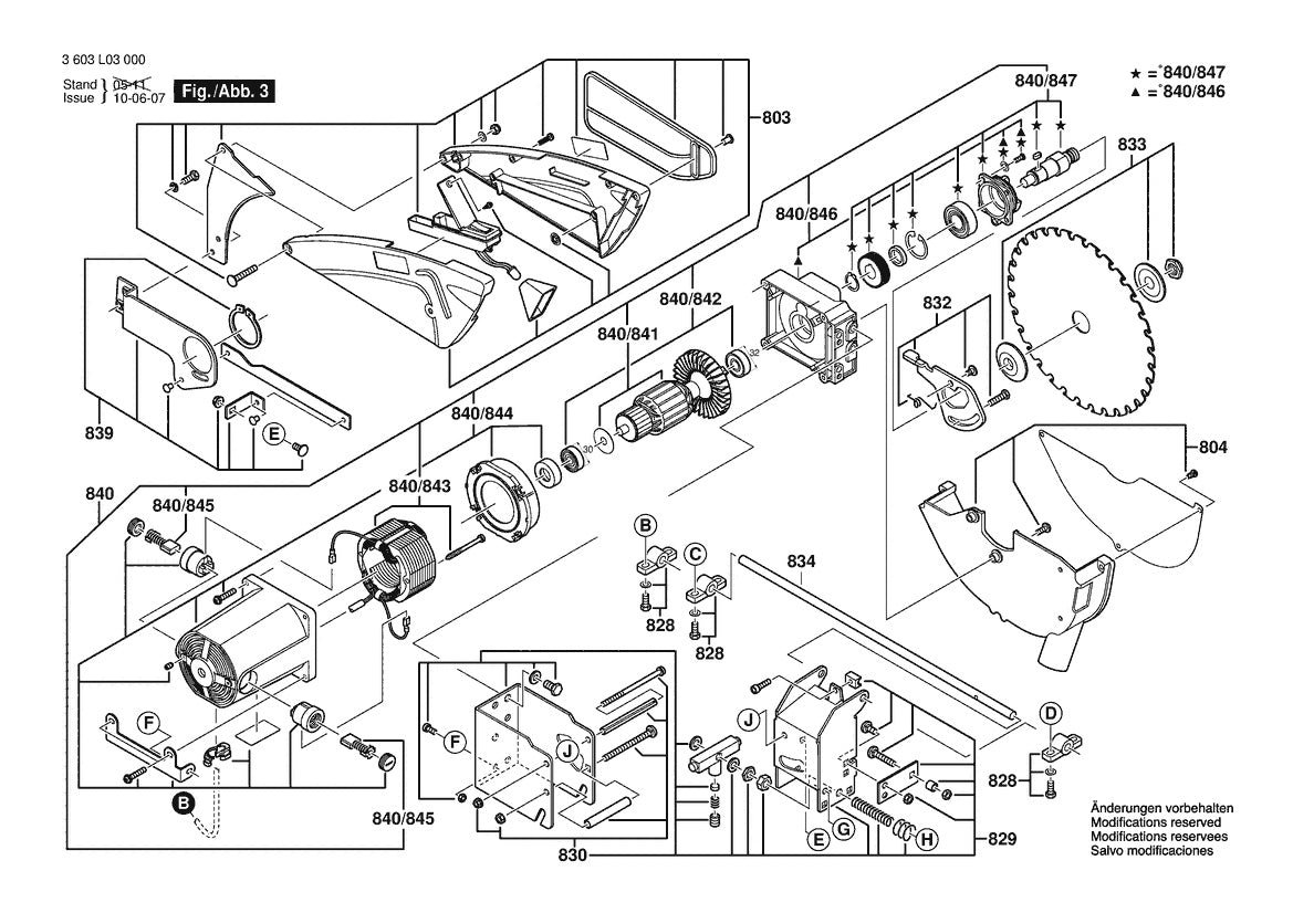 Vue éclatée Bosch PTS 10 3 603 L03 020 - page 3