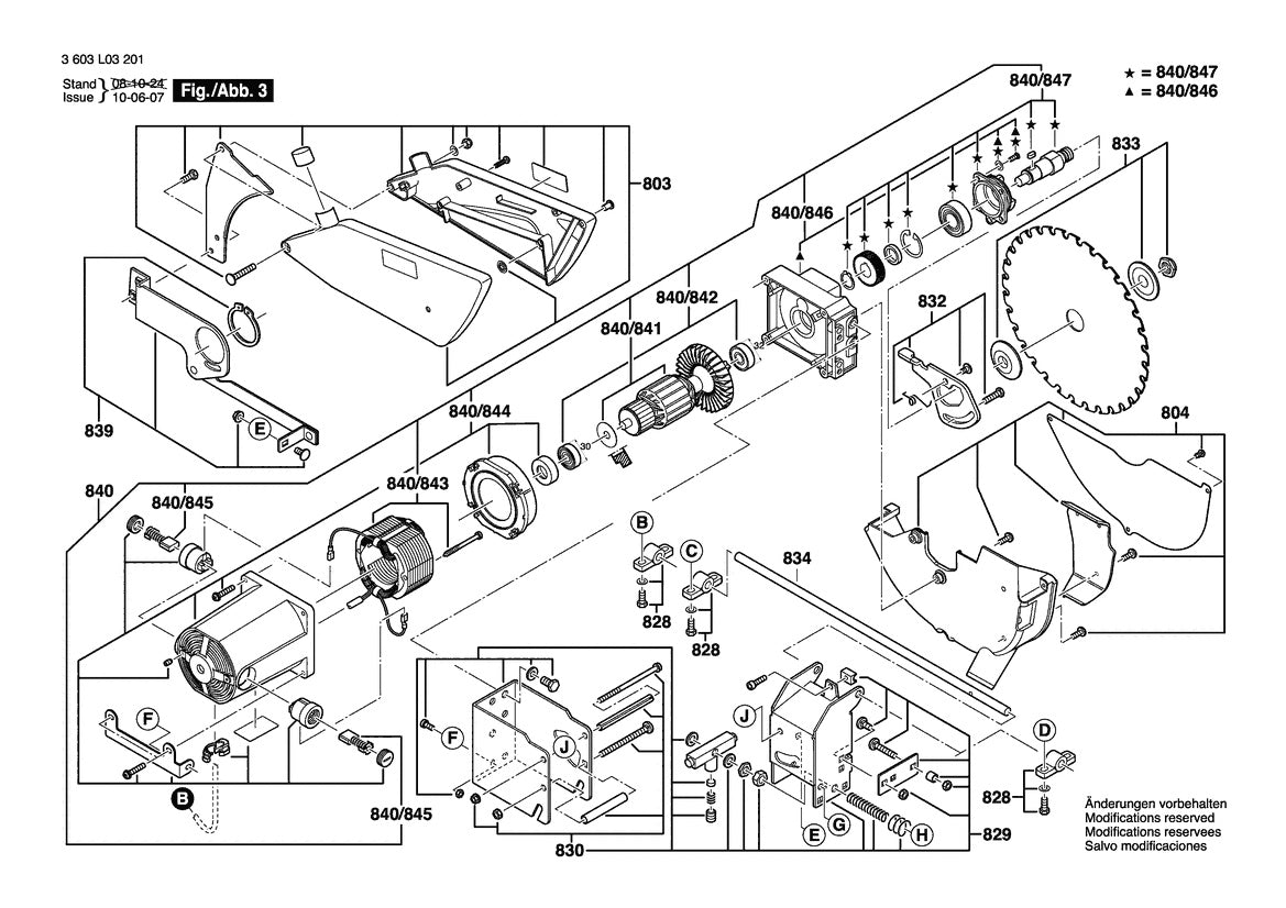 Vue éclatée Bosch PTS 10 3 603 L03 201 - page 3