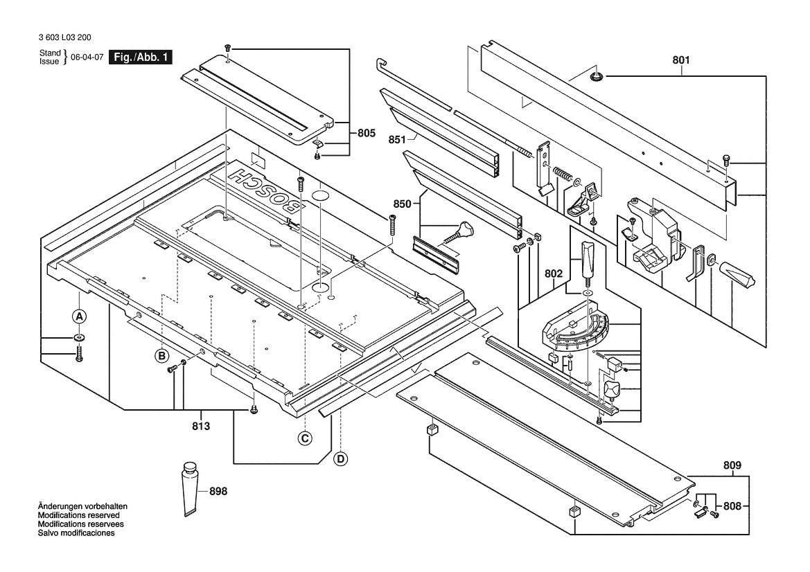 Vue éclatée Bosch PTS 10 T 3 603 L03 220 - page 1