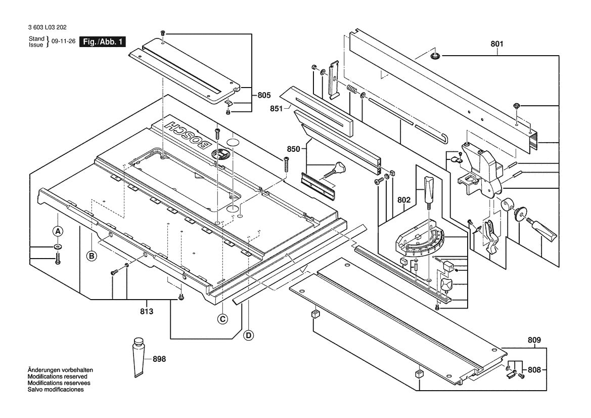 Vue éclatée Bosch PTS 10 3 603 L03 232 - page 1