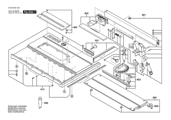 Vue éclatée Bosch PTS 10 T 3 603 M03 400 - page 1