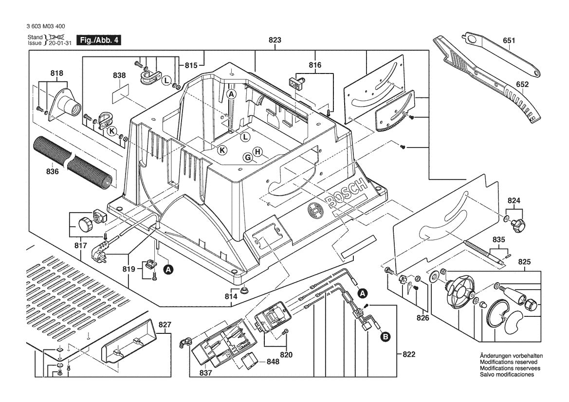 Vue éclatée Bosch PTS 10 T 3 603 M03 400 - page 4