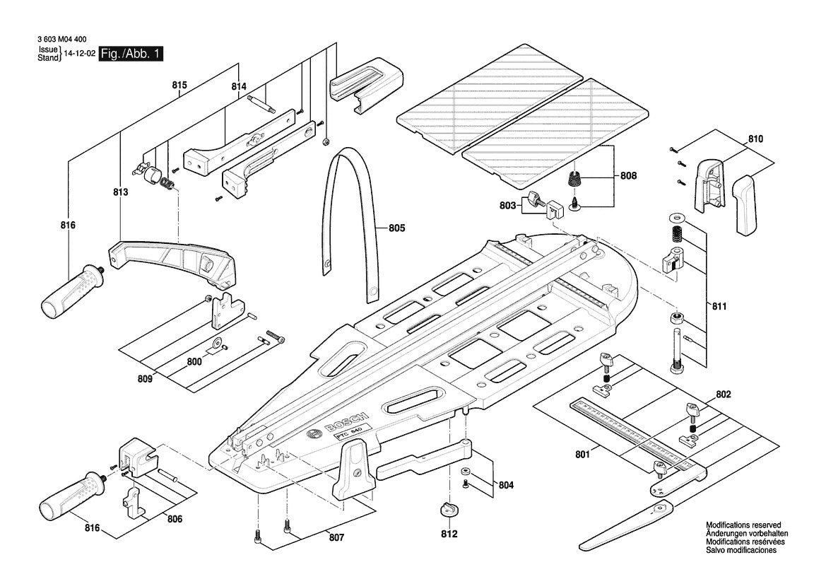 Vue éclatée Bosch PTC 640 3 603 M04 400 - page 1