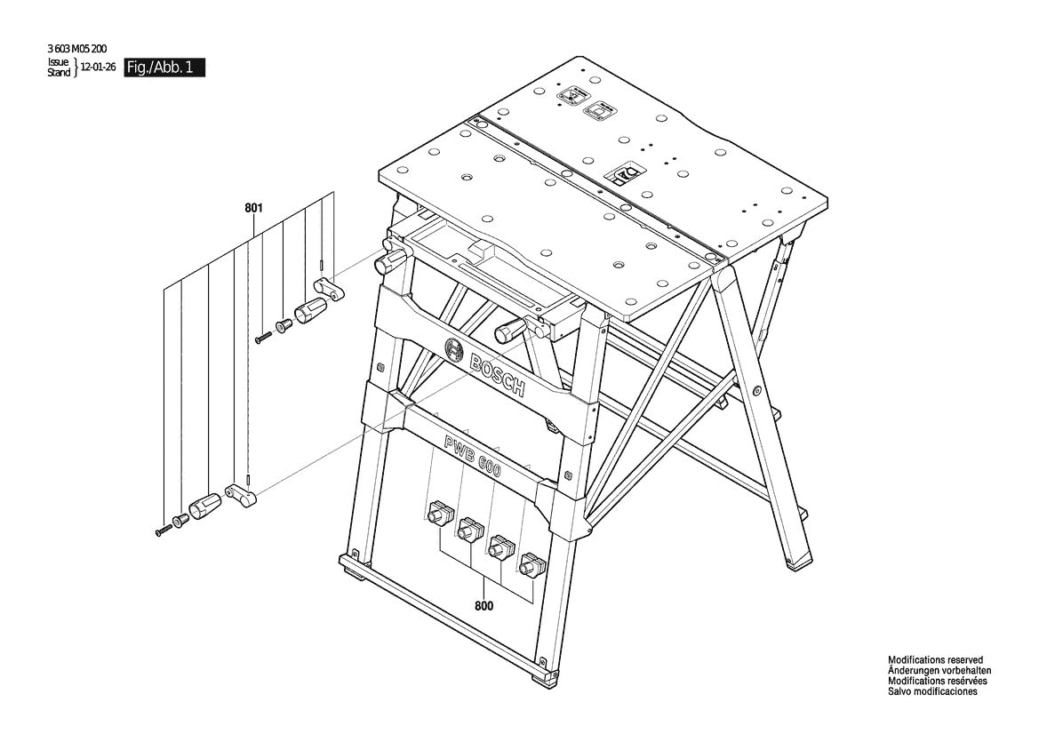 Vue éclatée Bosch PWB 600 3 603 M05 200 - page 1