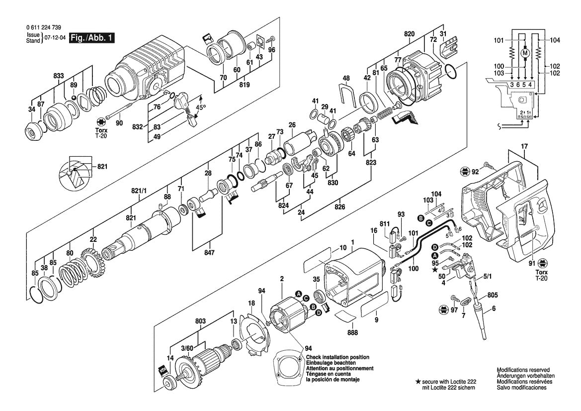 Vue éclatée Bosch 11224VSR 3 611 B24 739 - page 1