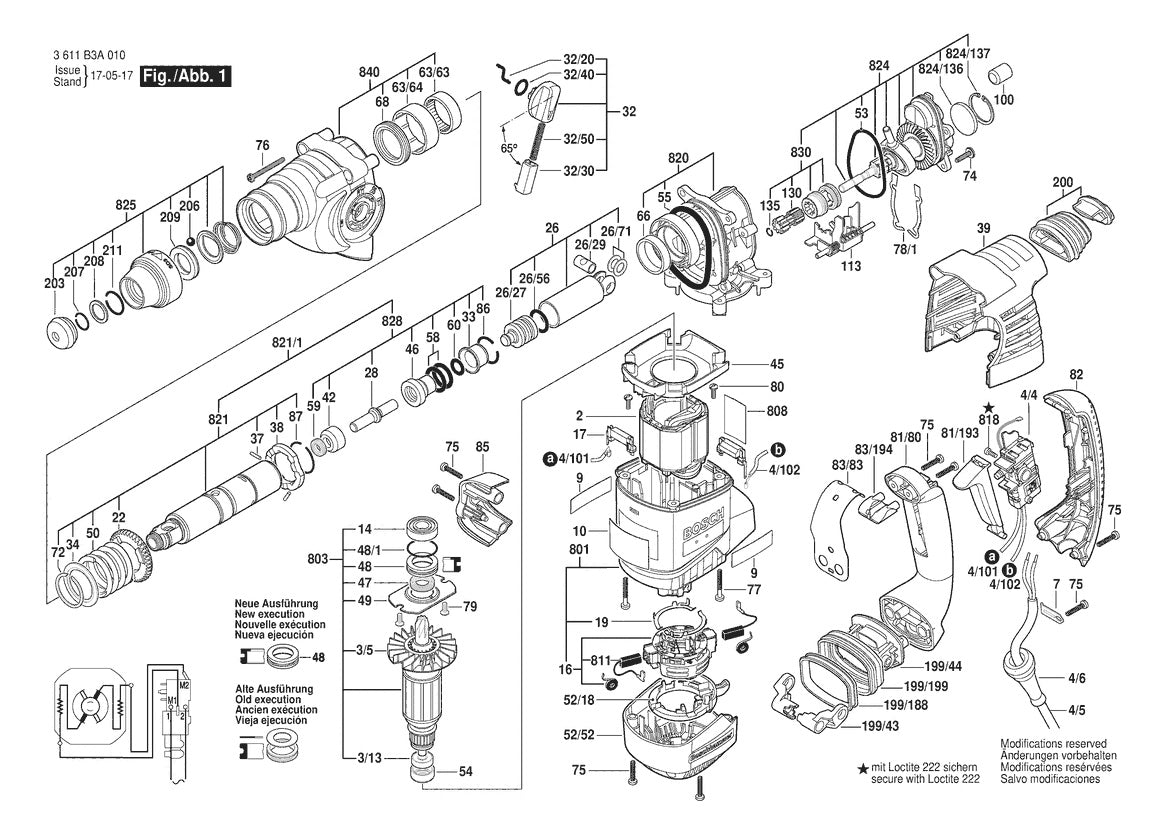Vue éclatée Bosch RH328VC 3 611 B3A 010 - page 1