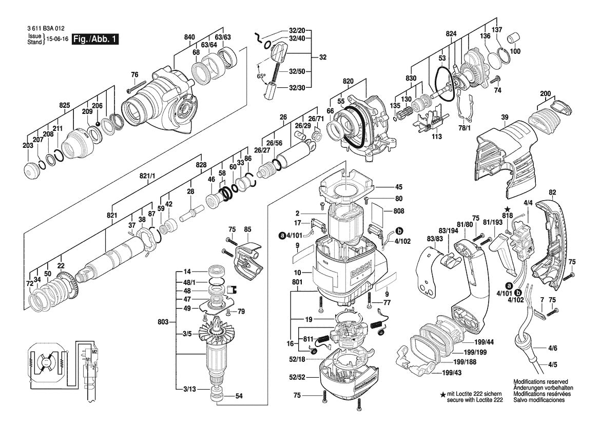 Vue éclatée Bosch RH328VC Baretool 3 611 B3A 016 - page 1