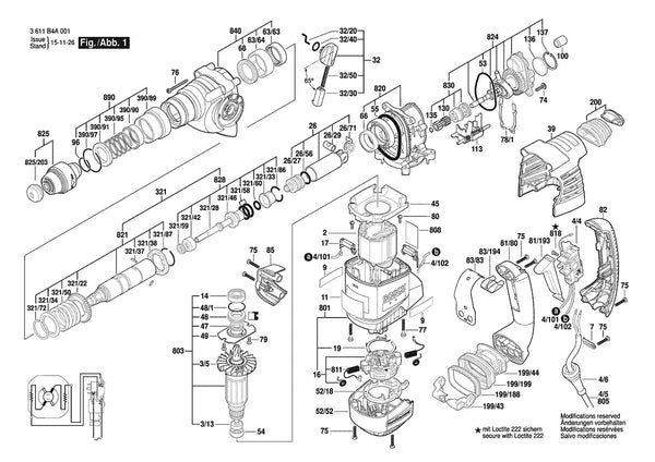 Vue éclatée Bosch GBH 3000 3 611 B4A 007 - page 1