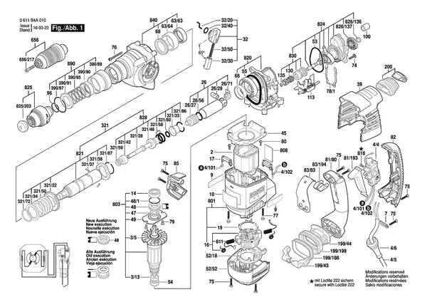 Vue éclatée Bosch RH328 VCQ 3 611 B4A 011 - page 1