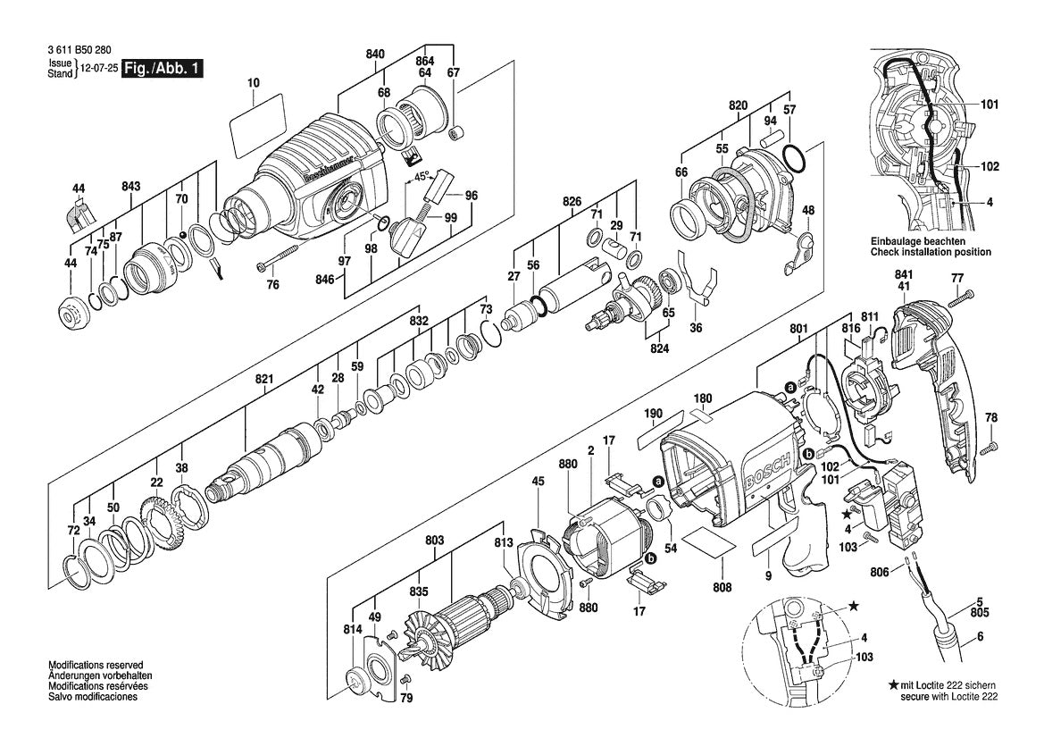 Vue éclatée Bosch GBH 2-23 S 3 611 B50 280 - page 1