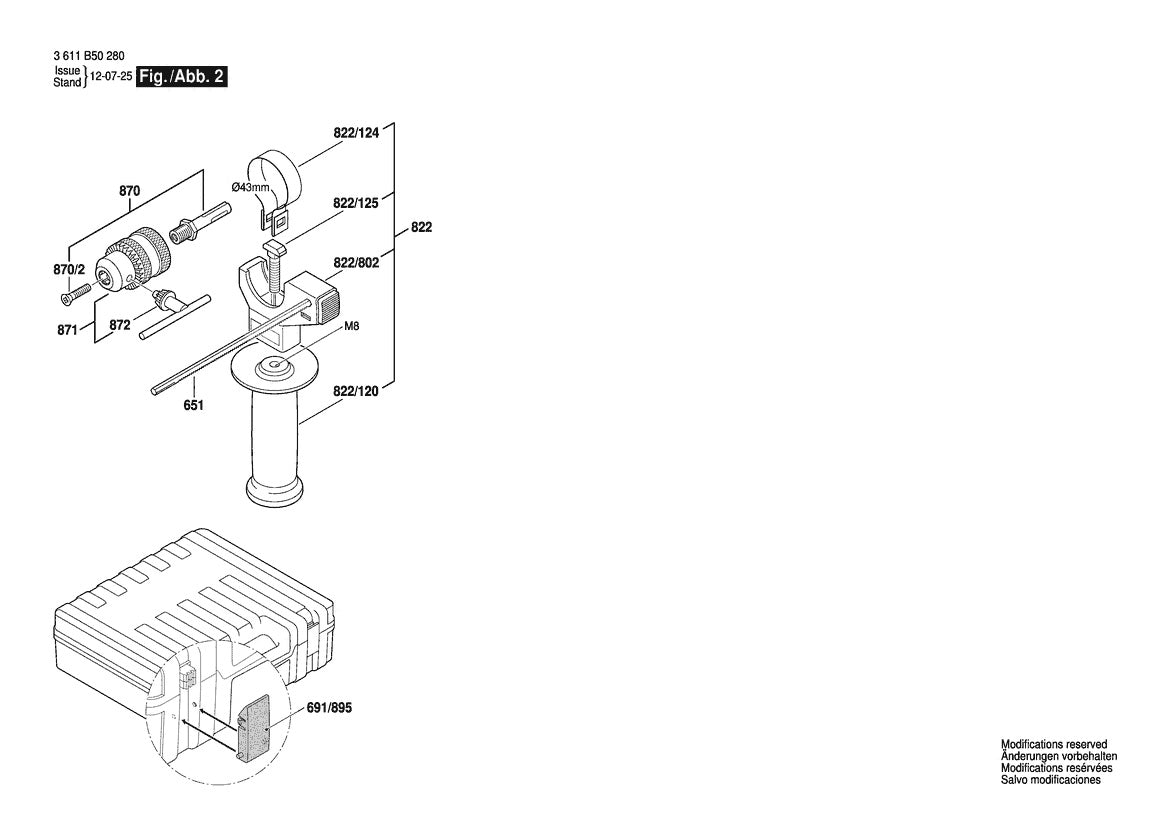 Vue éclatée Bosch GBH 2-23 S 3 611 B50 280 - page 2