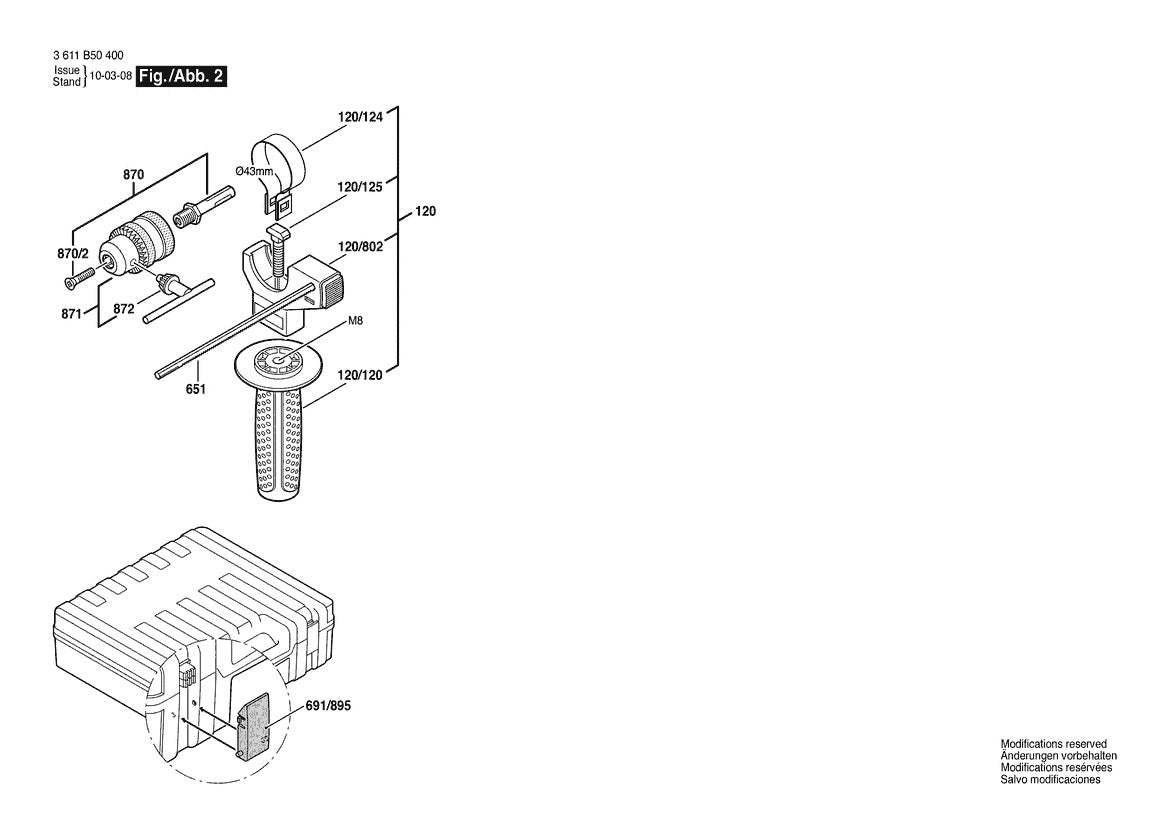 Vue éclatée Bosch GBH 2-23 RE 3 611 B50 400 - page 2