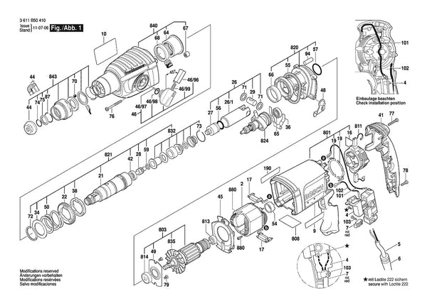 Vue éclatée Bosch 11250VSR 3 611 B50 410 - page 1