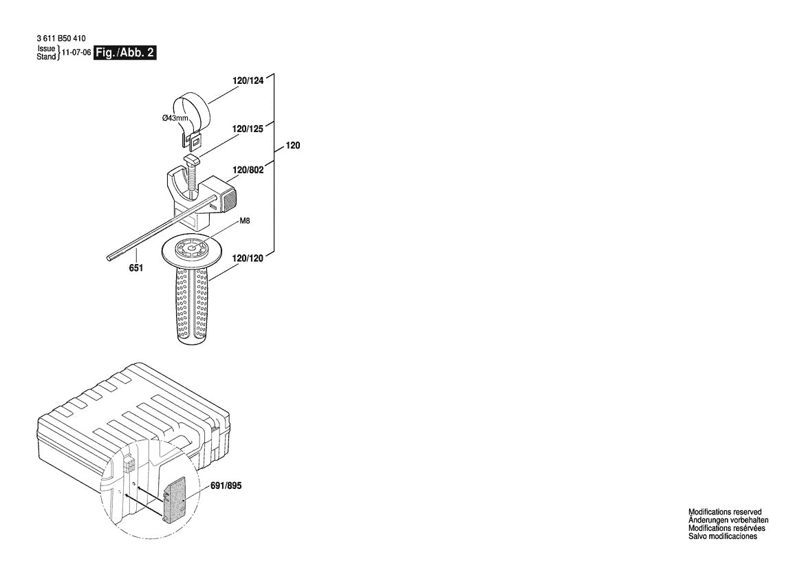 Vue éclatée Bosch 11250VSR 3 611 B50 410 - page 2