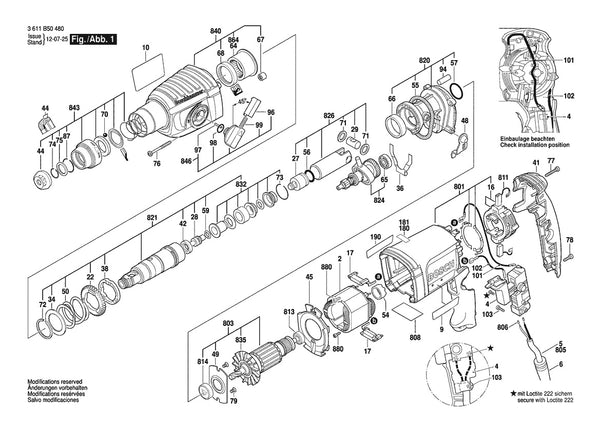Vue éclatée Bosch GBH 2-23 RE 3 611 B50 480 - page 1