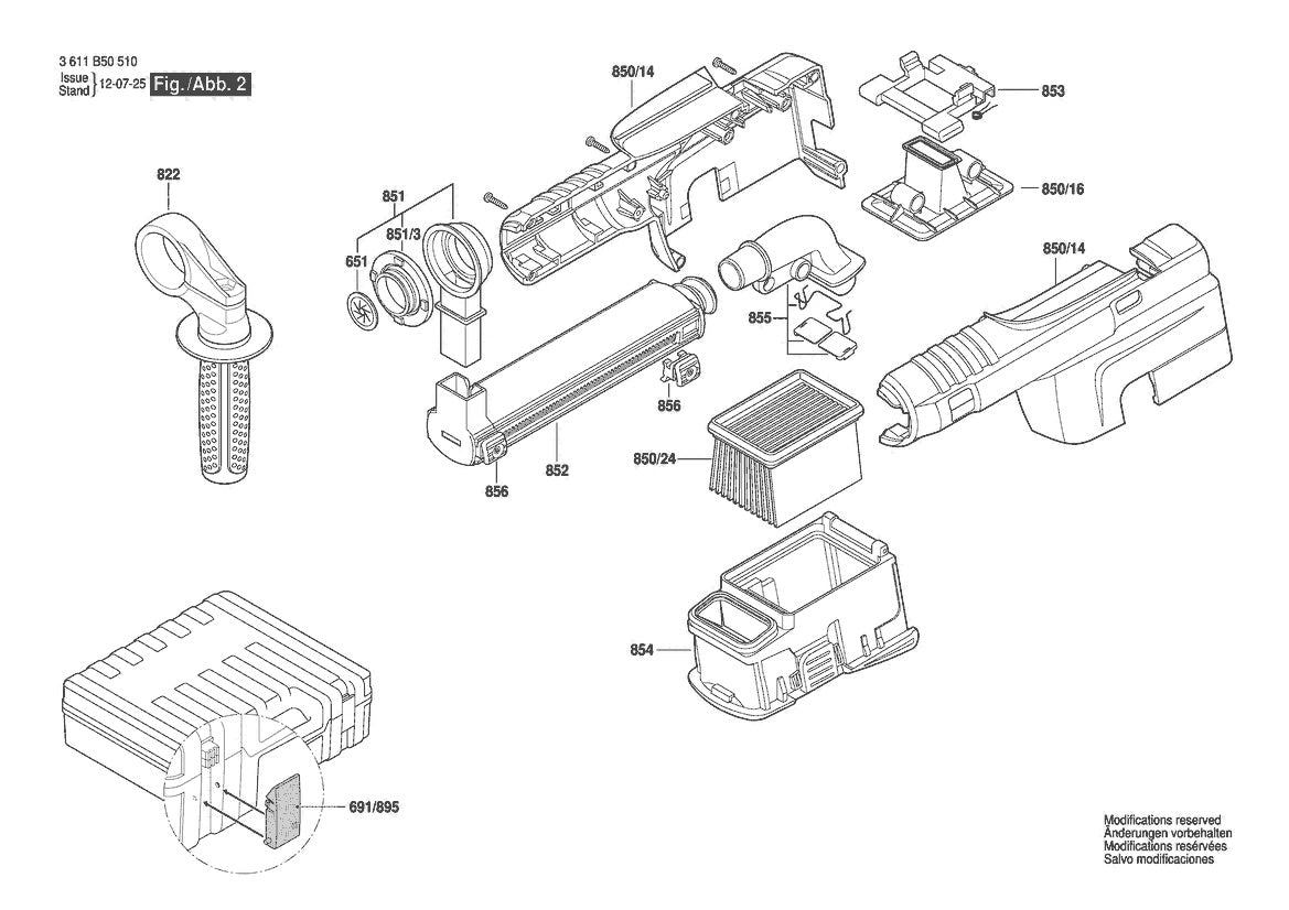 Vue éclatée Bosch 11250VSRD 3 611 B50 510 - page 2