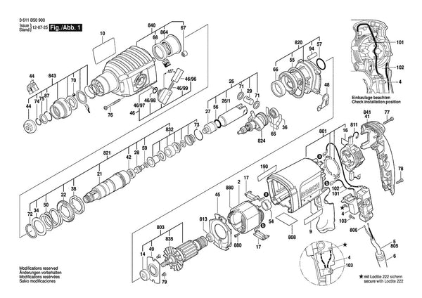 Vue éclatée Bosch GBH 2200 3 611 B50 930 - page 1