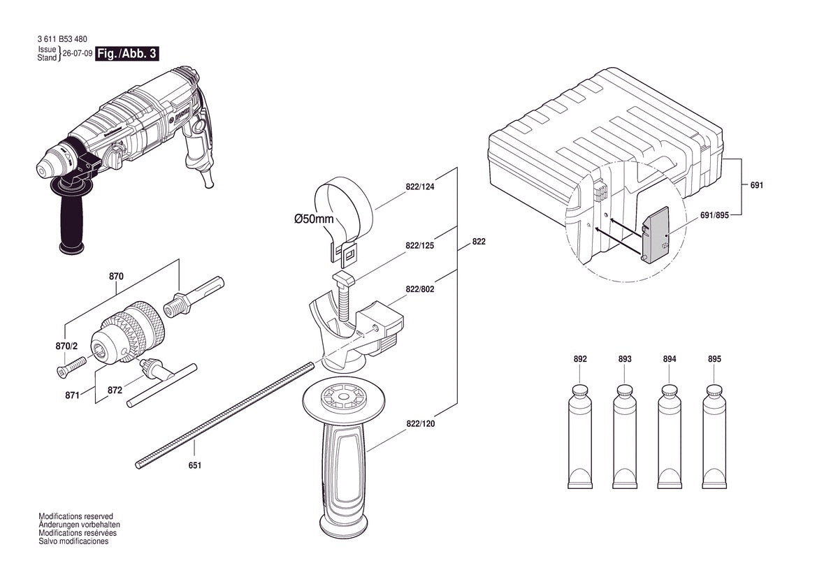 Vue éclatée Bosch GBH 2-26 3 611 B53 450 - page 3