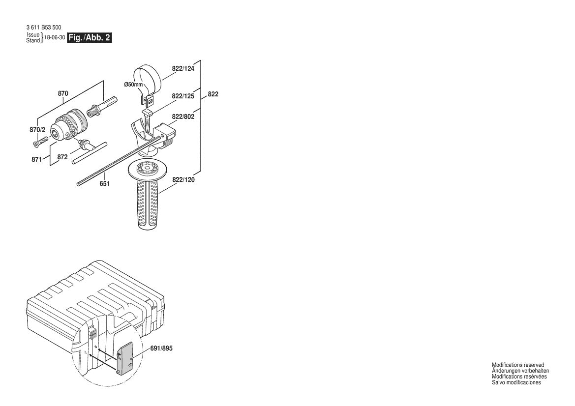 Vue éclatée Bosch GBH 2-25 3 611 B53 500 - page 2