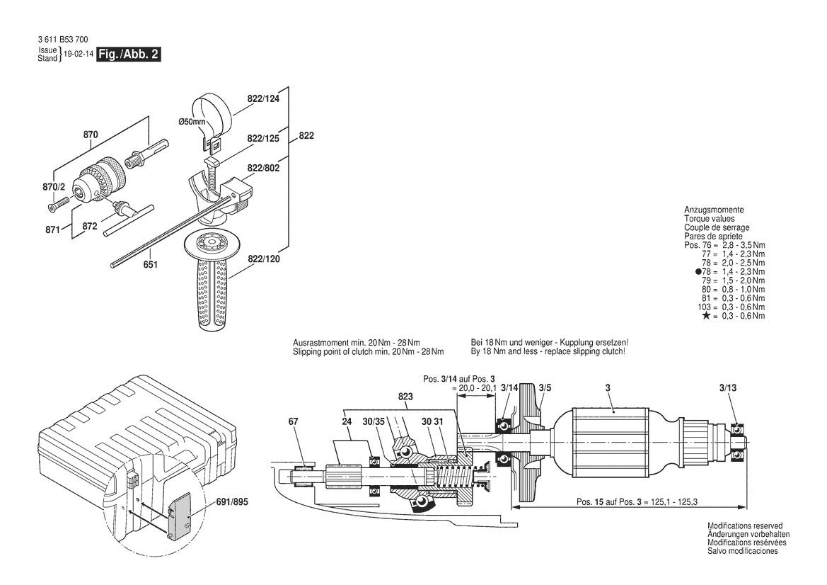 Vue éclatée Bosch GBH 2-26 3 611 B53 700 - page 2
