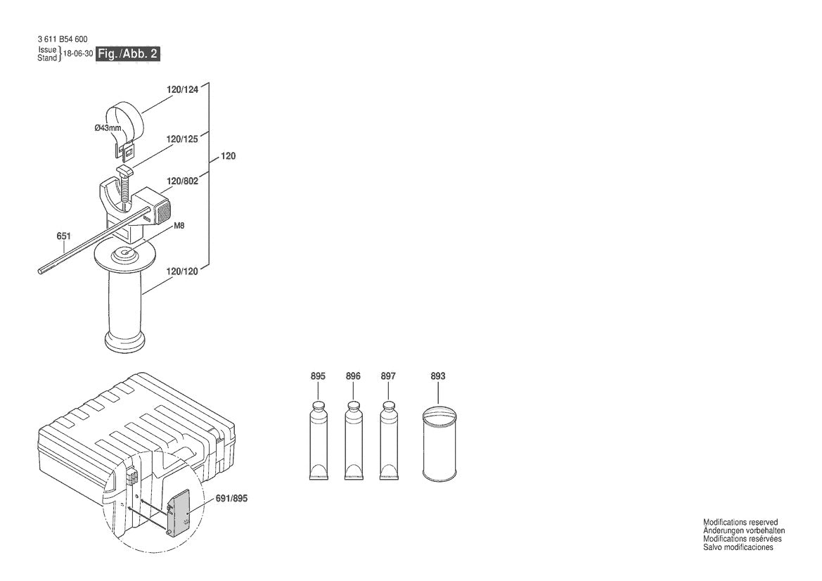 Vue éclatée Bosch GBH 2-25 F 3 611 B54 600 - page 2