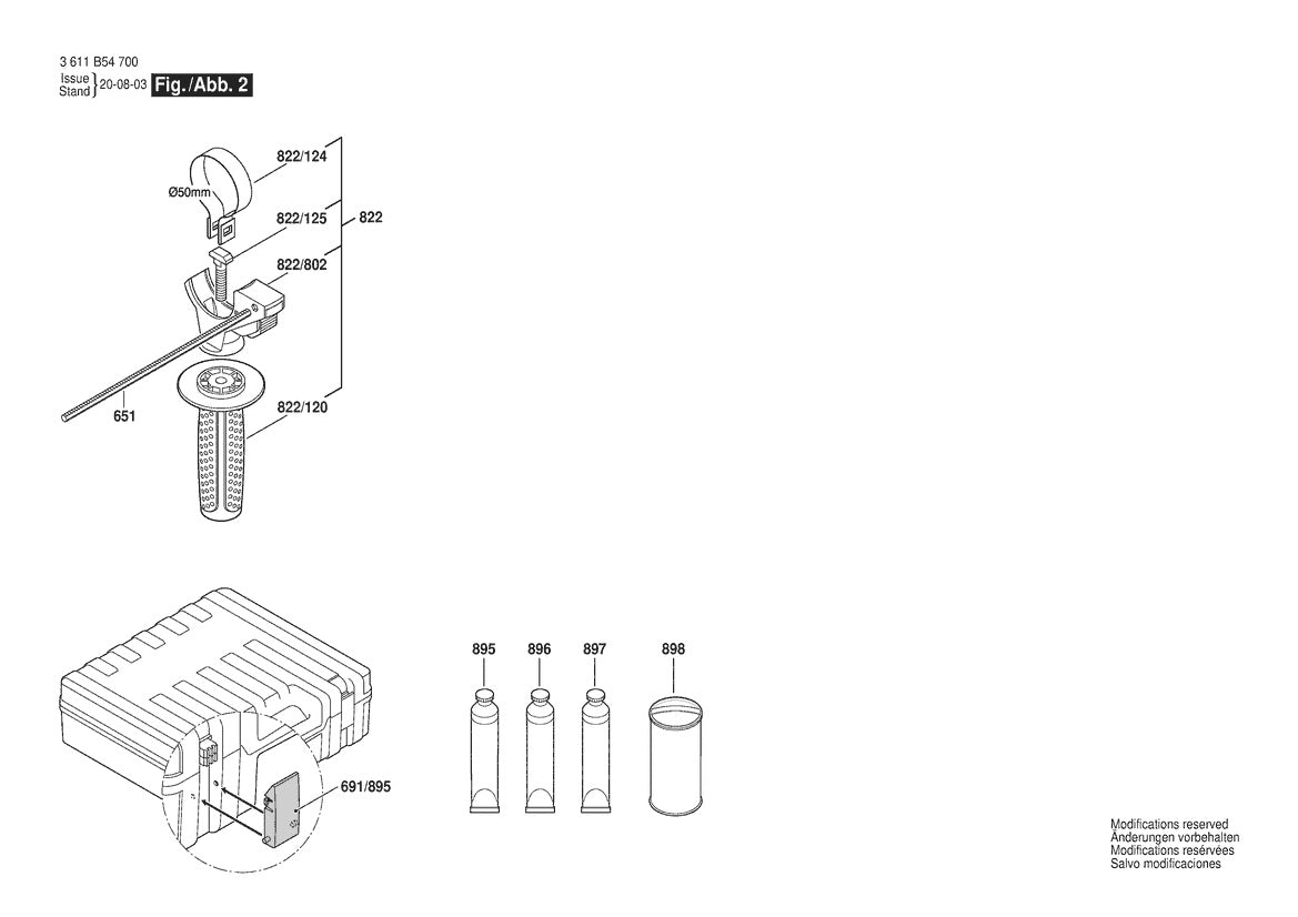 Vue éclatée Bosch GBH 2-26 DFR 3 611 B54 7P0 - page 2