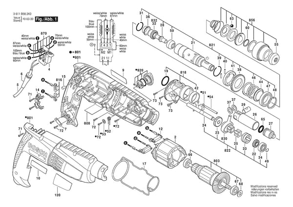 Vue éclatée Bosch GBH 2-18 E 3 611 B58 280 - page 1