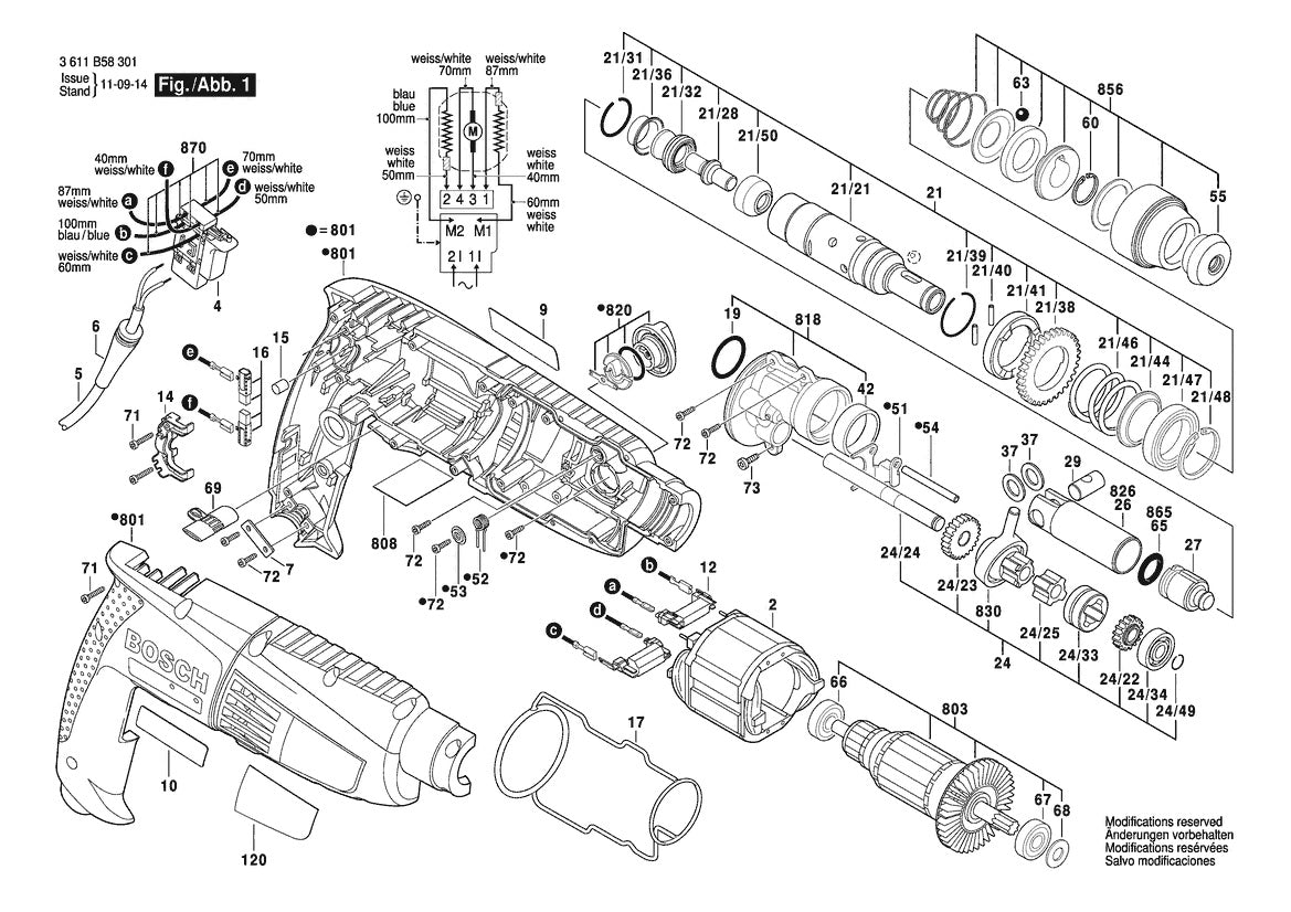 Vue éclatée Bosch GBH 2-18 RE 3 611 B58 301 - page 1