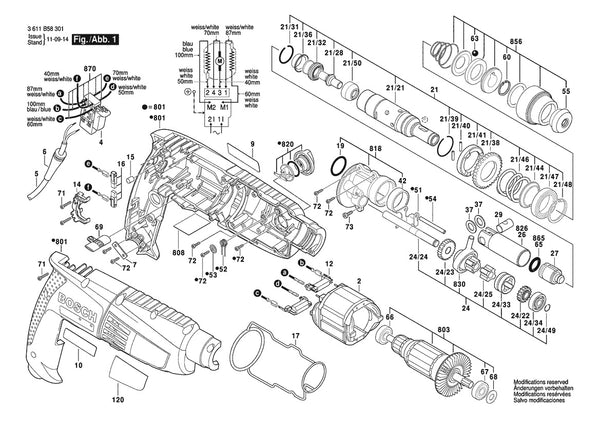 Vue éclatée Bosch GBH 2-18 RE 3 611 B58 301 - page 1
